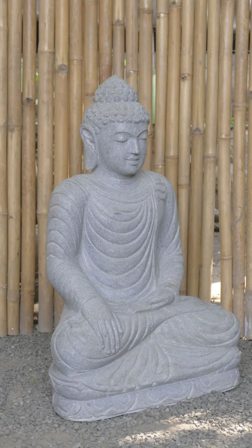  Product image 7 of the product “Seated Buddha made of Riverstone in Bhumisparsha - gesture of touching the earth. 83cm height. ”